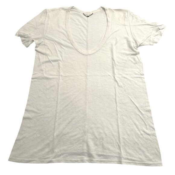 The Row Scoop Neck Burnout Tee in Ivory - Picture 1 of 6
